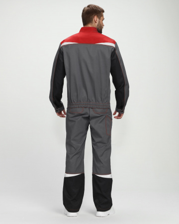 Костюм Строй-1 CH МВО (тк.Смесовая,280) брюки, т.серый/красный/черный