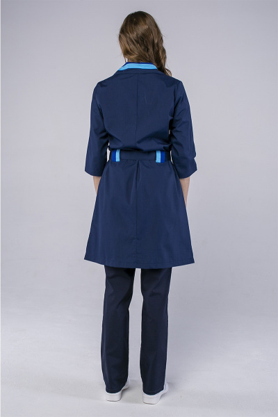 Халат женский с поясом Ира (тк.Смесовая,120), т.синий/васильковый