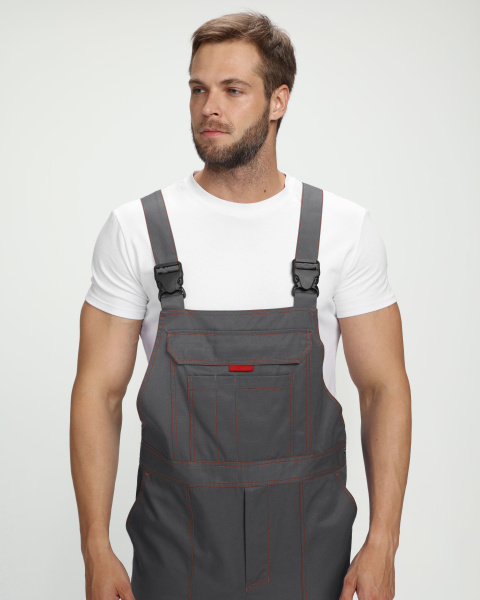 Костюм Строй-2 CH МВО (тк.Смесовая,280) п/к, т.серый/красный/черный