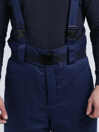 Костюм зимний на пуговицах Квайл-1 СОП (тк.Смесовая,210) брюки, т.синий/лимонный