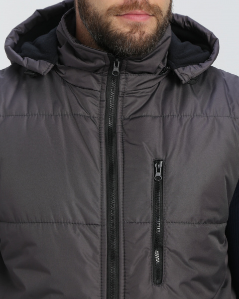 Жилет утепленный с капюшоном Резко (тк.Таслан,135), т.серый