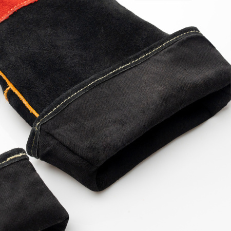 Перчатки (краги) спилковые усиленные термозащитные ProfLineLeader, черный/красный