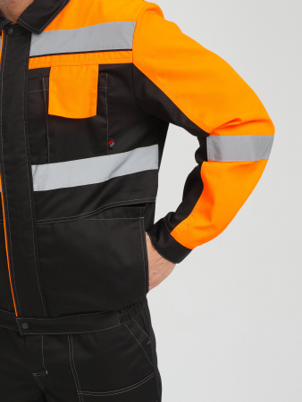 Костюм Вивантек-2 СОП (тк.Смесовая МВО,240) п/к, черный/оранжевый