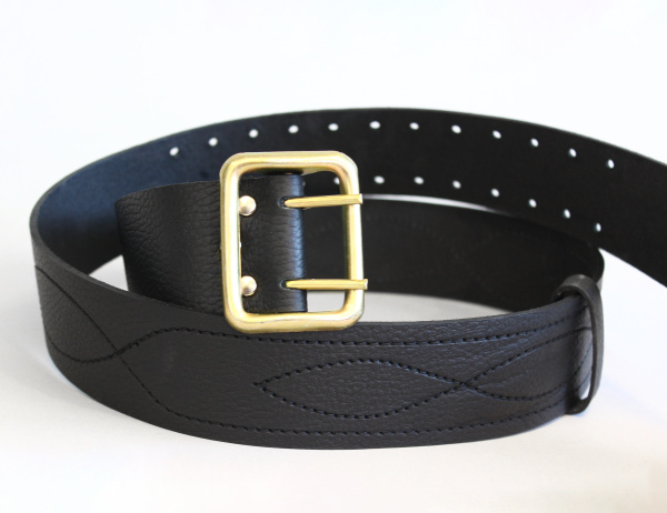 Ремень с анодированной пряжкой непрошивной (офицерский), черный