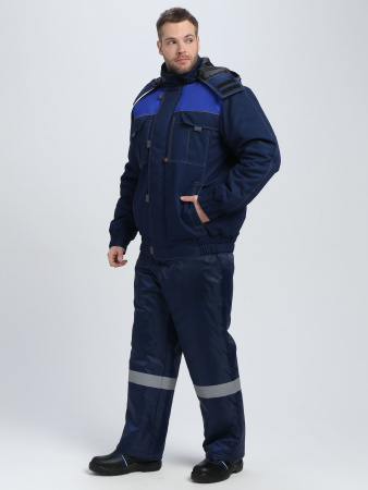 Куртка зимняя укороченная Флофт Премиум (тк.Смесовая,240), т.синий/васильковый/серый