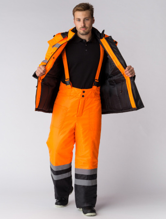Костюм зимний сигнальный Ярксион-1 СОП (тк.OxLine,90) брюки, оранжевый/черный