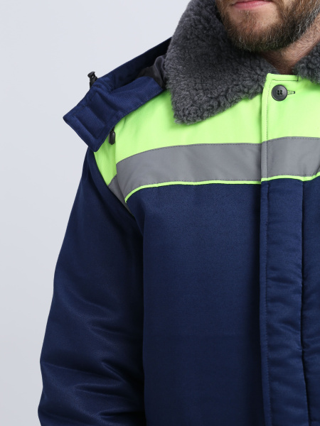 Костюм зимний на пуговицах Квайл-1 СОП (тк.Смесовая,210) брюки, т.синий/лимонный