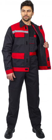 Костюм Кос_007 (тк.Саржа,250) п/к, т.серый/красный