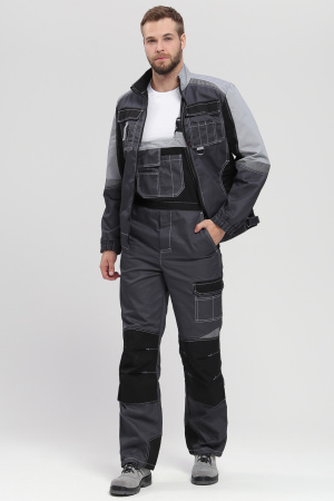 Костюм Вектрон-2 (тк.Смесовая,240) п/к, т.серый/св.серый/черный