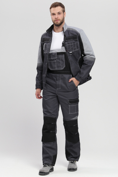 Костюм Вектрон-2 (тк.Смесовая,240) п/к, т.серый/св.серый/черный