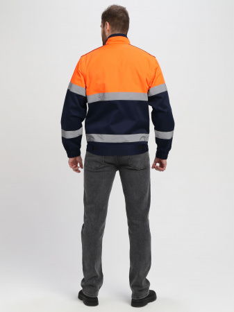 Куртка-трансформер сигнальная ProfLineSpecialist (тк.Смесовая МВО,240), оранжевый/т.синий