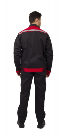 Костюм Кос_007 (тк.Саржа,250) п/к, т.серый/красный