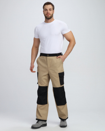 Брюки Айкор (тк.Смесовая,260), бежевый/черный