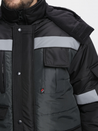 Костюм зимний Беркорт-2 СОП К. (тк.Таслан,135) п/к, черный/т.серый