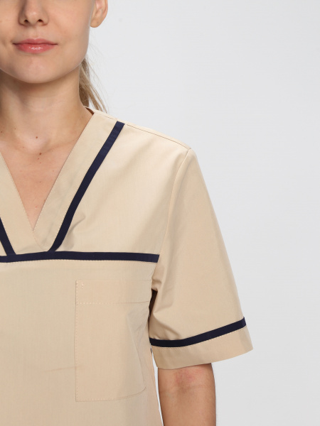 Костюм женский Ирина (тк.Смесовая,120), бежевый/т.синий