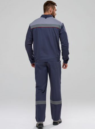 Костюм Флофт-1 СОП (тк.Саржа,250) брюки, т.серый/св.серый/красный