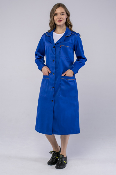 Халат женский рабочий (тк.Смесовая, 210), васильковый