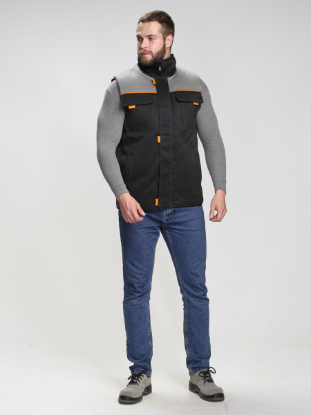 Жилет утепленный Флофт (тк.Смесовая,210), черный/серый