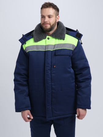 Костюм зимний на пуговицах Квайл-1 СОП (тк.Смесовая,210) брюки, т.синий/лимонный