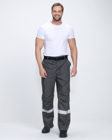 Костюм Флофт-1 Премиум СОП (тк.Смесовая,240) брюки, т.серый/серый/красный