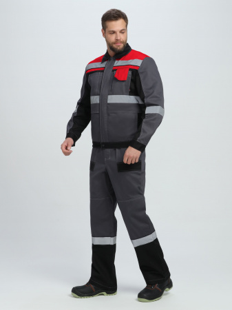 Костюм Вивантек-1 СОП У. (тк.Смесовая,240) брюки, т.серый/черный/красный