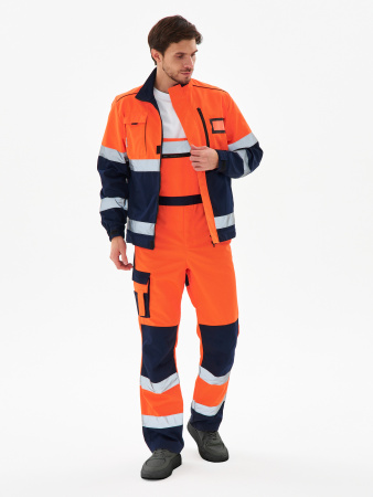 Костюм сигнальный ProfLineSpecialist-2 (тк.Смесовая МВО,240) п/к, оранжевый/т.синий