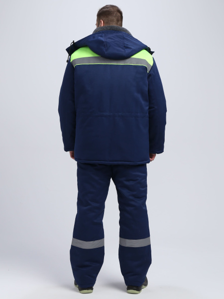 Костюм зимний на пуговицах Квайл-1 СОП (тк.Смесовая,210) брюки, т.синий/лимонный