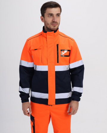 Костюм сигнальный ProfLineSpecialist-1 (тк.Смесовая МВО,240) брюки, оранжевый/т.синий
