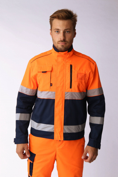 Костюм сигнальный (тк.Балтекс,210) п/к, оранжевый/т.синий