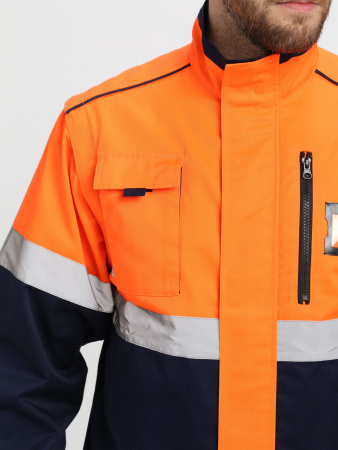 Куртка-трансформер сигнальная ProfLineSpecialist (тк.Смесовая МВО,240), оранжевый/т.синий