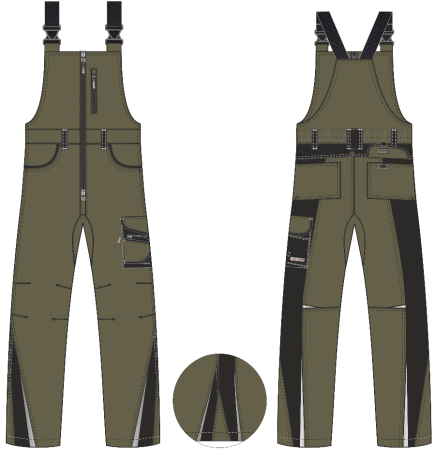 Полукомбинезон ProfLineLeader (тк.Хлопок/Спандекс,260), хаки/черный