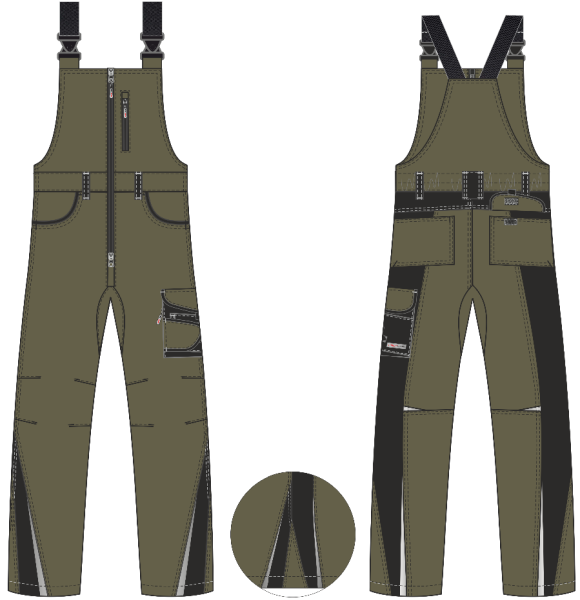 Полукомбинезон ProfLineLeader (тк.Хлопок/Спандекс,260), хаки/черный