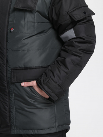 Костюм зимний Беркорт-2 СОП К. (тк.Таслан,135) п/к, черный/т.серый