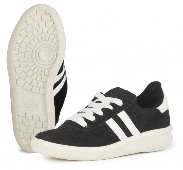 Кроссовки нат.замша ПВХ (арт.13-23-11), черный/белый