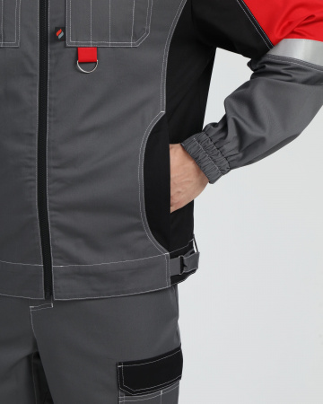 Костюм Вектрон-1 (тк.Смесовая МВО,240) брюки, серый/черный/красный