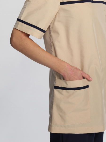 Костюм женский Ирина (тк.Смесовая,120), бежевый/т.синий