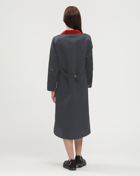 Халат женский (тк.Смесовая,210), т.серый/красный