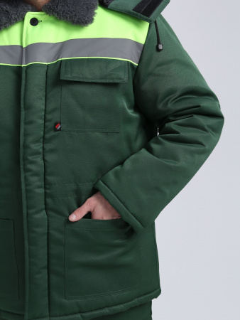 Костюм зимний на пуговицах Квайл-1 СОП (тк.Смесовая,210) брюки, т.зеленый/лимонный