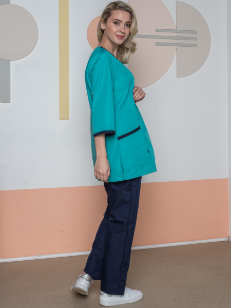 Костюм женский Лана (тк.Смесовая,120), св.бирюзовый/т.синий