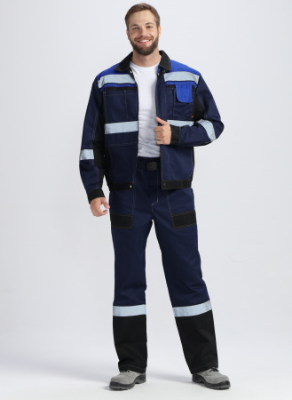 Костюм Вивантек-1 СОП У. (тк.Смесовая,240) брюки, т.синий/черный/васильковый