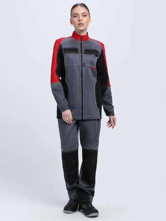 Костюм женский Вектрон-1 (тк.Смесовая,240) брюки, серый/красный/черный