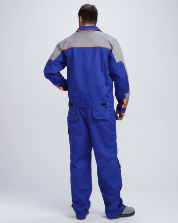 Костюм Драга-1 (тк.Смесовая МВО,240) брюки, васильковый/св.серый/оранжевый