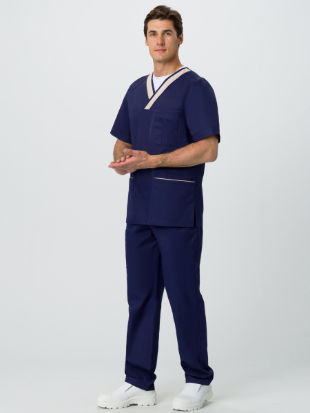 Костюм мужской MedLine Марк (тк.Смесовая,120), т.синий/бежевый