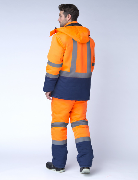 Костюм зимний сигнальный (тк.Смесовая,210) п/к, оранжевый/т.синий
